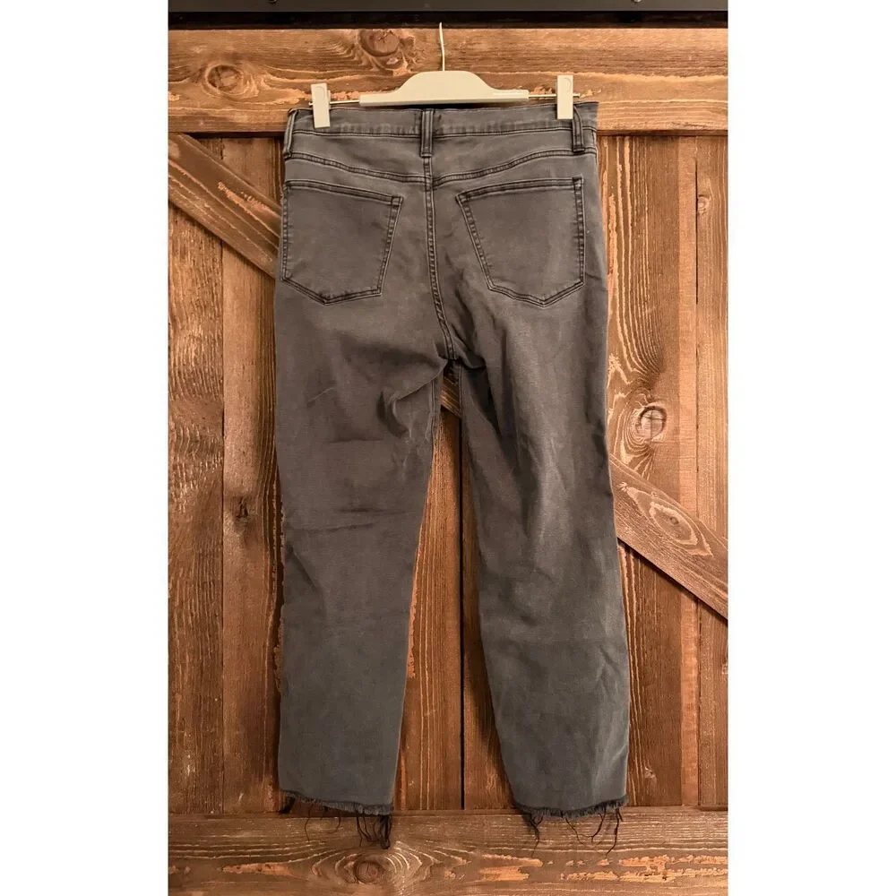 J.Crew Vintage High Rise Straight Jean with Cut Hem in Asphalt Wash Black